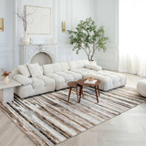 8' X 10' Beige Striped Dhurrie Area Rug - Homeroots - Flyclothing LLC