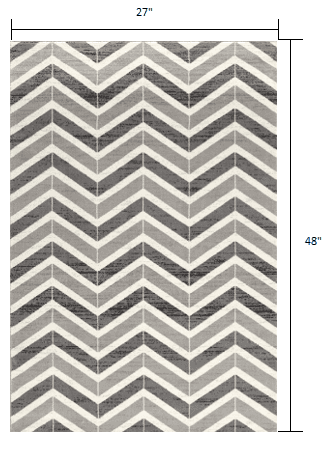 2' X 4' Gray Chevron Dhurrie Area Rug - Homeroots - Flyclothing LLC