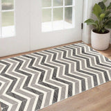 2' X 4' Gray Chevron Dhurrie Area Rug - Homeroots - Flyclothing LLC