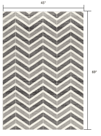 4' X 6' Gray Chevron Power Loom Area Rug - Homeroots - Flyclothing LLC