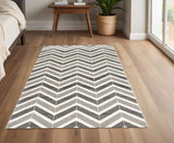 5' X 8' Gray Chevron Dhurrie Area Rug - Homeroots - Flyclothing LLC