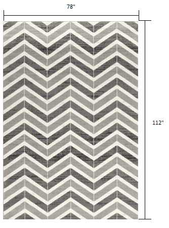 7' X 9' Gray Chevron Dhurrie Area Rug - Homeroots - Flyclothing LLC