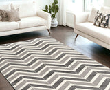 7' X 9' Gray Chevron Dhurrie Area Rug - Homeroots - Flyclothing LLC