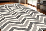8' X 11' Gray Chevron Dhurrie Area Rug - Homeroots - Flyclothing LLC