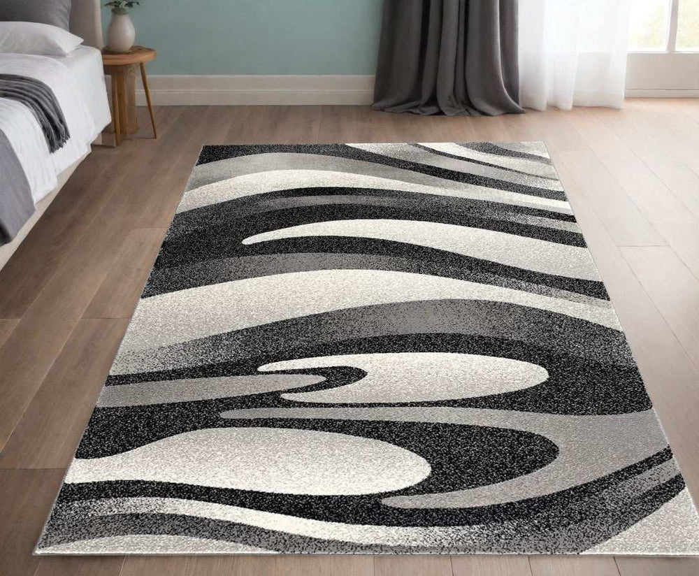 4' X 6' Gray Abstract Power Loom Area Rug - Homeroots - Flyclothing LLC