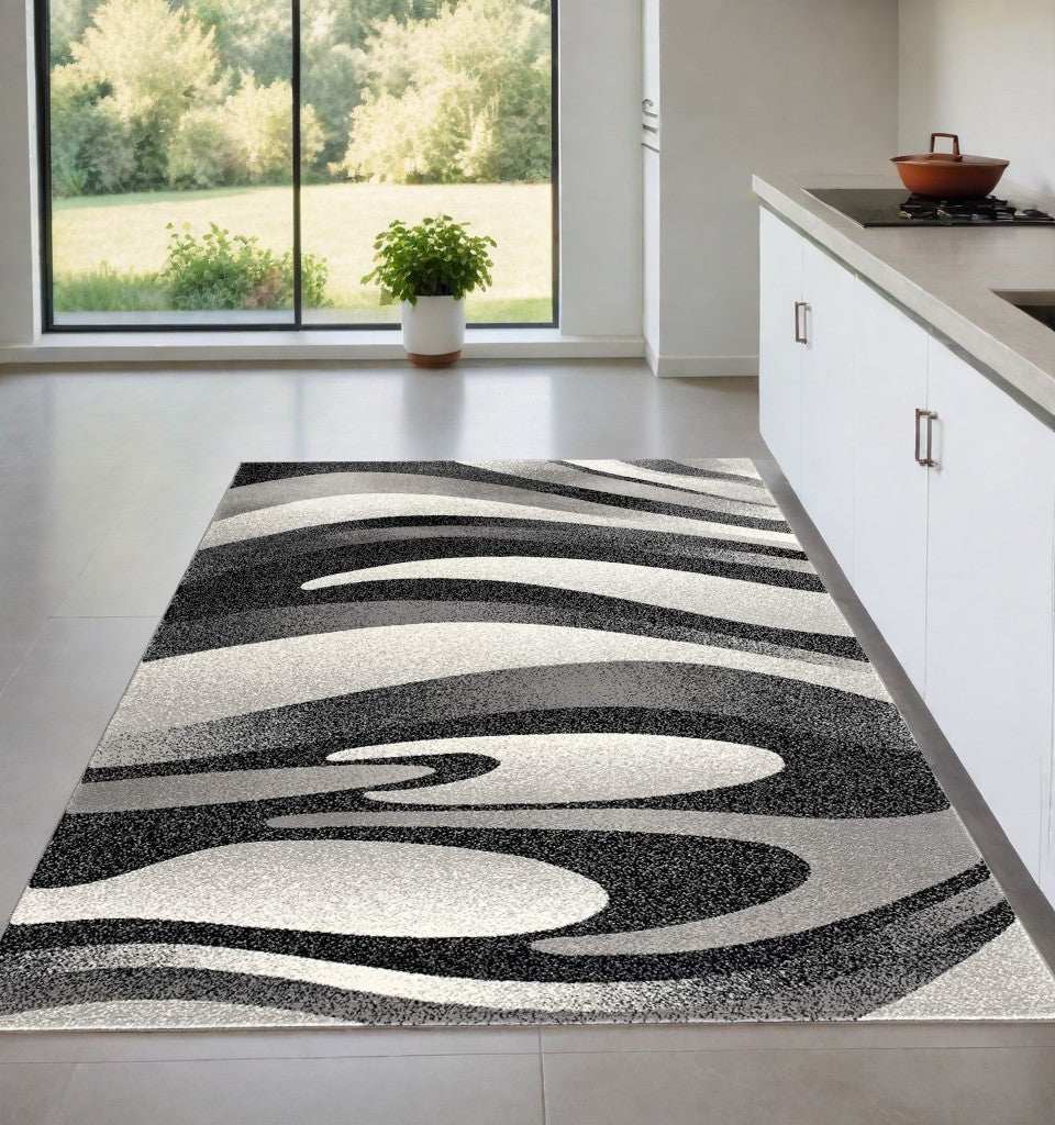 5' X 7' Gray Abstract Dhurrie Area Rug - Homeroots - Flyclothing LLC