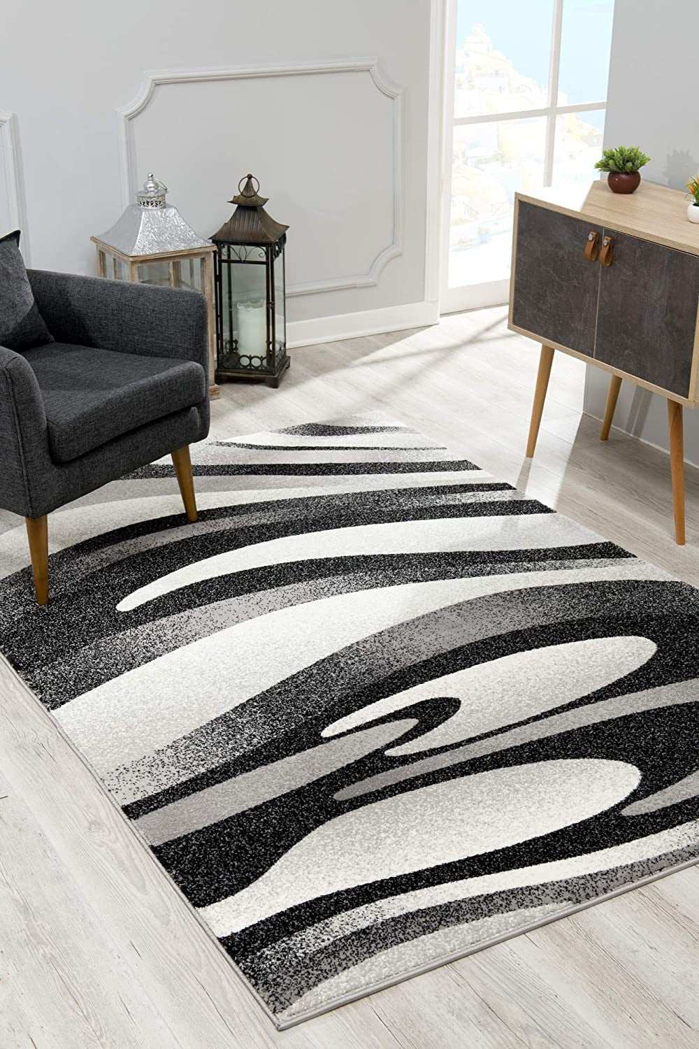 6' X 9' Gray Abstract Dhurrie Area Rug - Homeroots - Flyclothing LLC