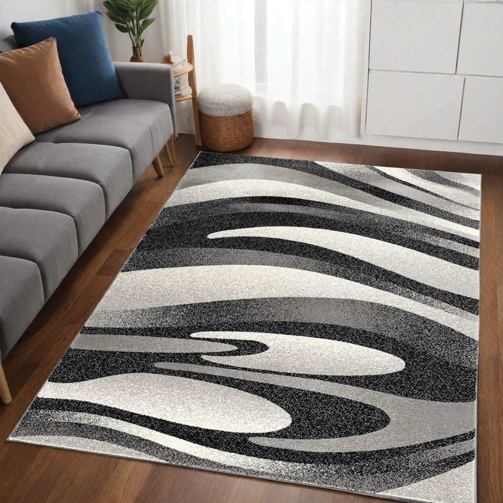 6' X 9' Gray Abstract Dhurrie Area Rug - Homeroots - Flyclothing LLC
