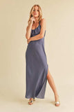 Aemi + Co Ruched Side Slit Cutout Back Maxi Cami Dress - Trendsi - Flyclothing LLC