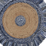 Denim And Natural Jute Fringed Round Rug - Homeroots - Flyclothing LLC