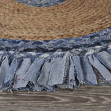 Denim And Natural Jute Fringed Round Rug - Homeroots - Flyclothing LLC