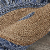 Denim And Natural Jute Fringed Round Rug - Homeroots - Flyclothing LLC