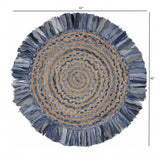 Denim And Natural Jute Round Swirl Fringed Rug - Homeroots - Flyclothing LLC