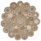 Multi-Toned Intricate Circle Natural Jute Area Rug - Homeroots - Flyclothing LLC