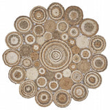 Multi-Toned Intricate Circle Natural Jute Area Rug - Homeroots - Flyclothing LLC
