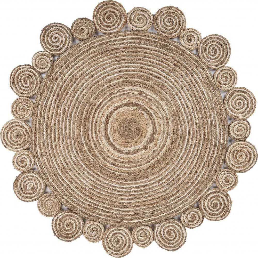 Bleached And Natural Spiral Boutique Jute Rug - Homeroots - Flyclothing LLC