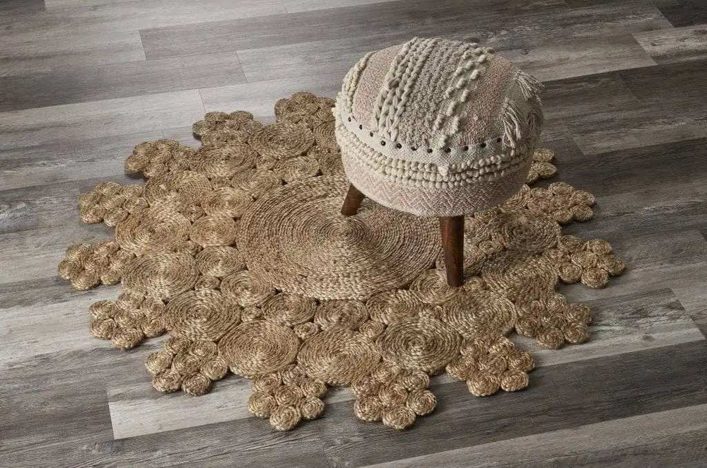 Dazzling Concentric Natural Boutique Jute Rug - Homeroots - Flyclothing LLC