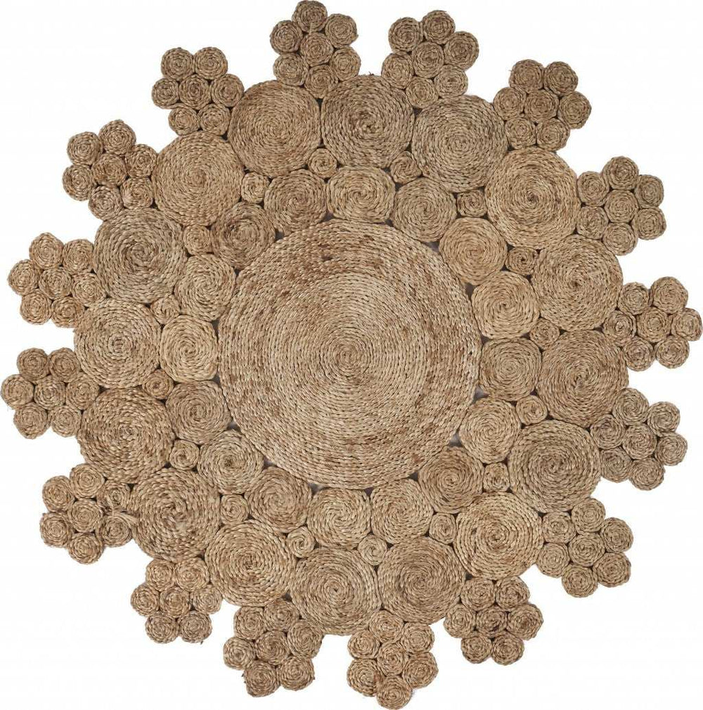 Dazzling Concentric Natural Boutique Jute Rug - Homeroots - Flyclothing LLC