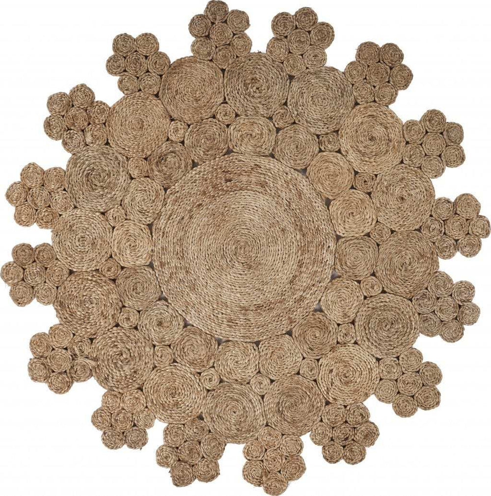 Dazzling Concentric Natural Boutique Jute Rug - Homeroots - Flyclothing LLC