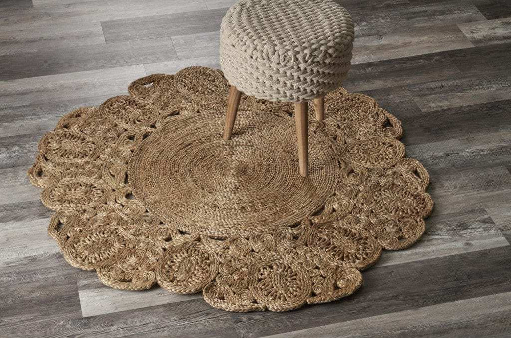 Natural Bloom Boutique Jute Rug - Homeroots - Flyclothing LLC