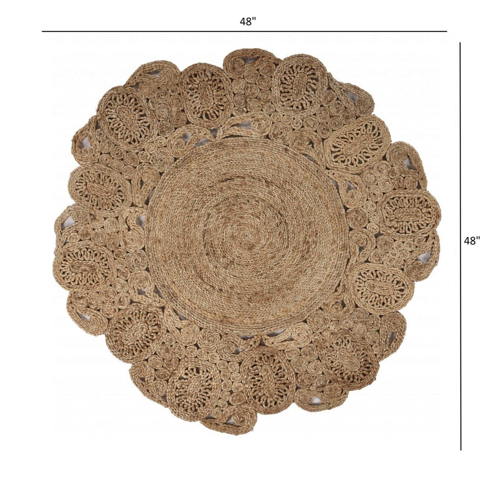 Natural Bloom Boutique Jute Rug - Homeroots - Flyclothing LLC