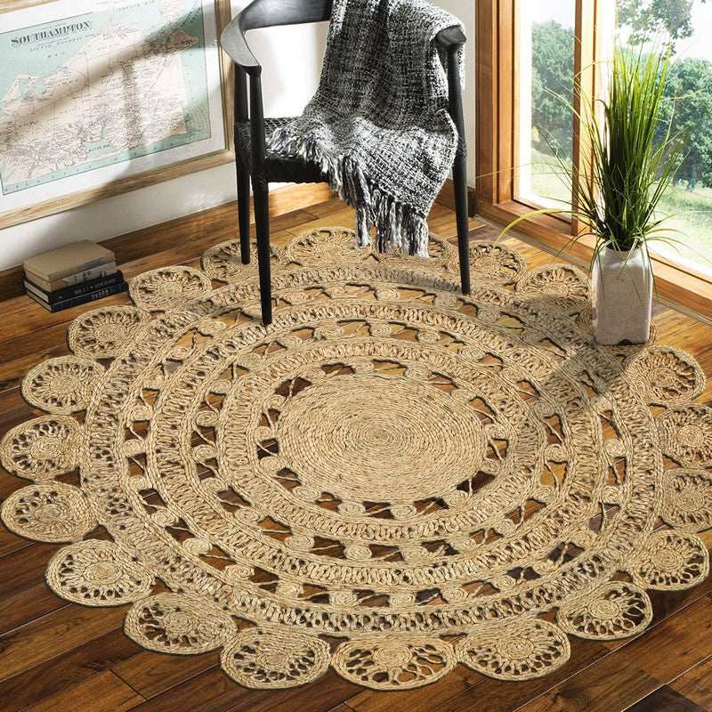Sunshine Golden Natural Jute Area Rug - Homeroots - Flyclothing LLC
