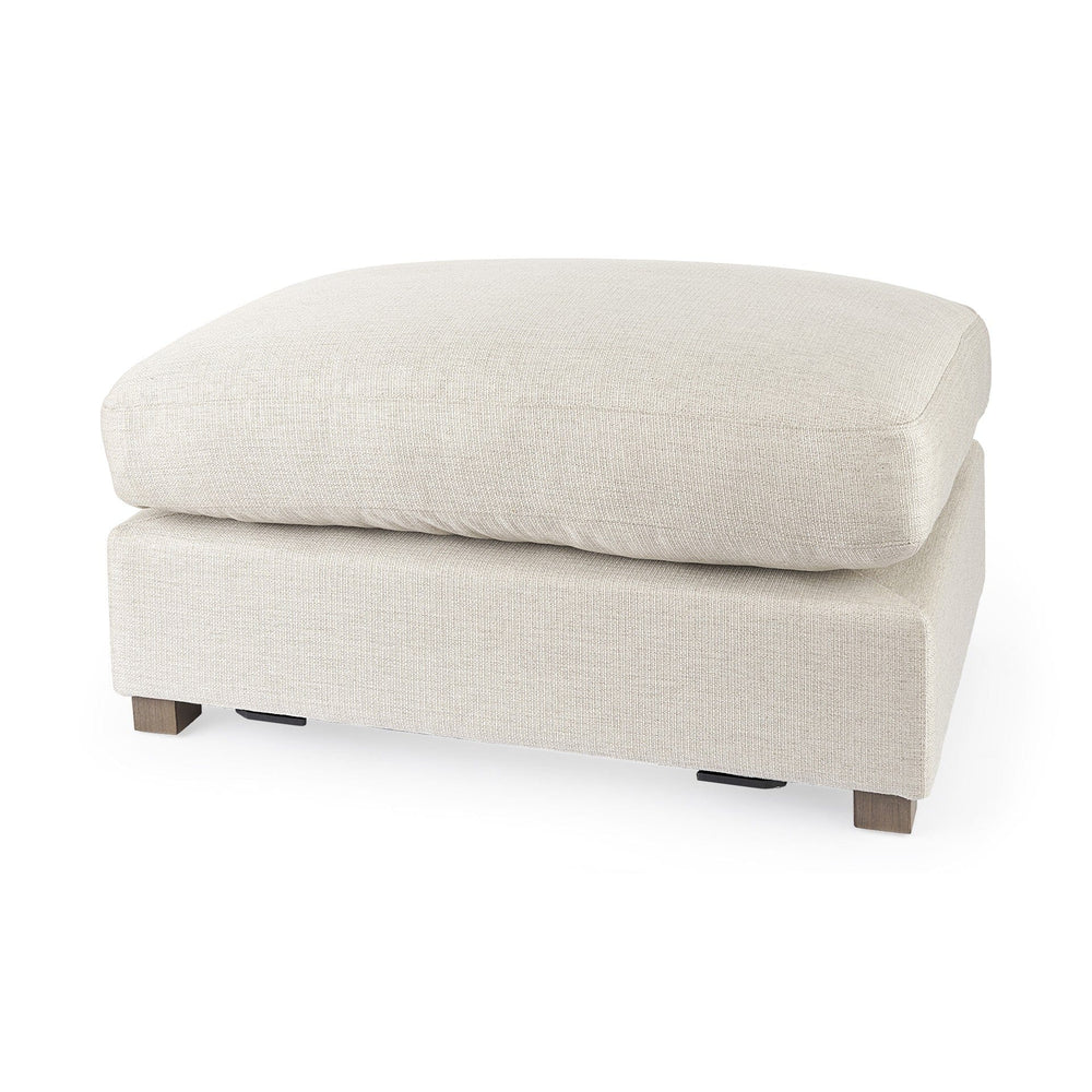 26" Beige Polyester And Brown Cocktail Ottoman - Homeroots