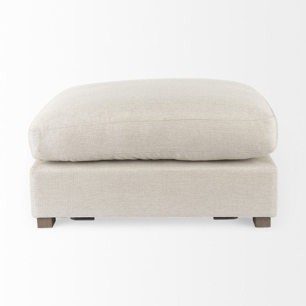 26" Beige Polyester And Brown Cocktail Ottoman - Homeroots