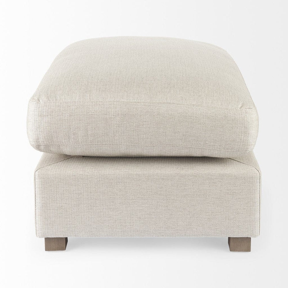 26" Beige Polyester And Brown Cocktail Ottoman - Homeroots
