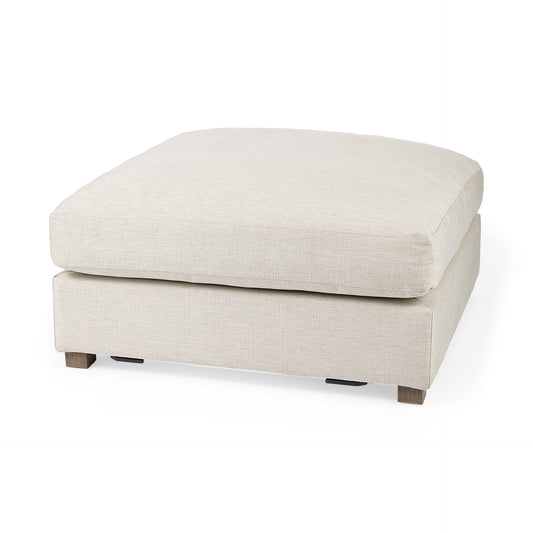 39" Beige Polyester And Brown Cocktail Ottoman - Homeroots