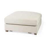 39" Beige Polyester And Brown Cocktail Ottoman - Homeroots