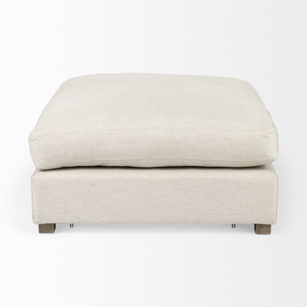 39" Beige Polyester And Brown Cocktail Ottoman - Homeroots