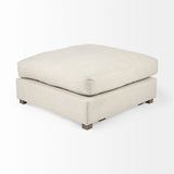 39" Beige Polyester And Brown Cocktail Ottoman - Homeroots