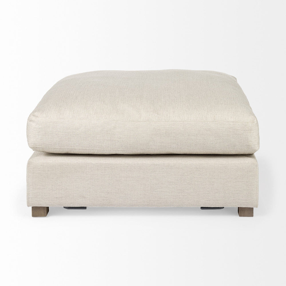 39" Beige Polyester And Brown Cocktail Ottoman - Homeroots