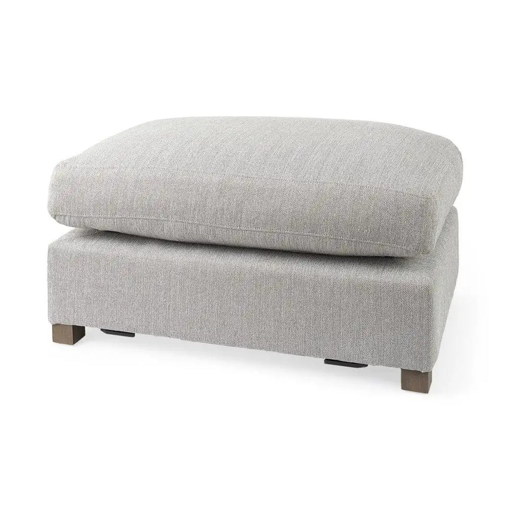 26" Light Gray Jute And Brown Cocktail Ottoman - Homeroots