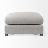26" Light Gray Jute And Brown Cocktail Ottoman - Homeroots