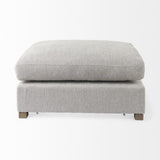 26" Light Gray Jute And Brown Cocktail Ottoman - Homeroots
