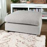 39" Light Gray Polyester And Brown Cocktail Ottoman - Homeroots
