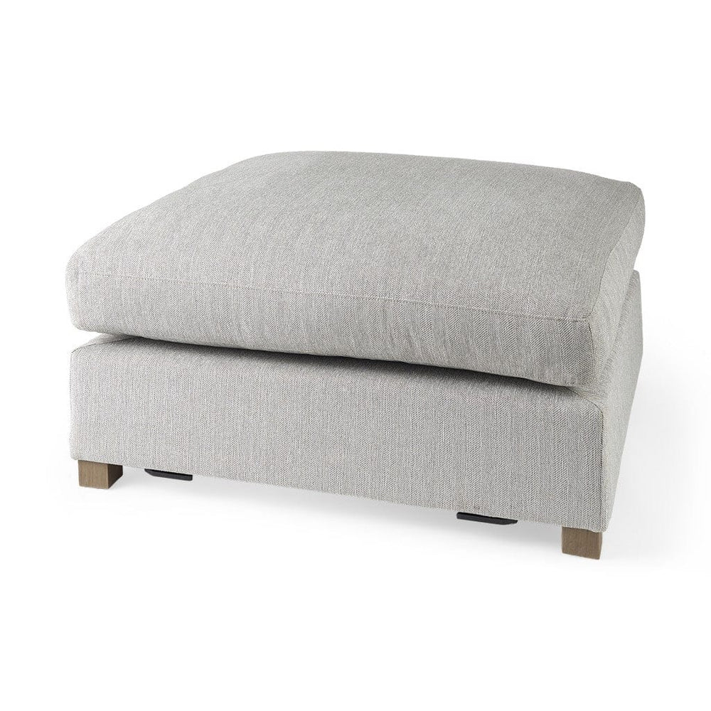 39" Light Gray Polyester And Brown Cocktail Ottoman - Homeroots
