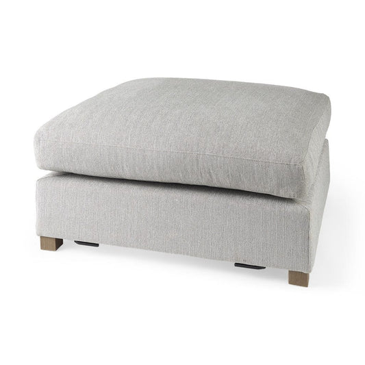 39" Light Gray Polyester And Brown Cocktail Ottoman - Homeroots