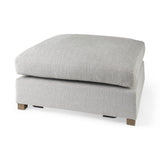 39" Light Gray Polyester And Brown Cocktail Ottoman - Homeroots