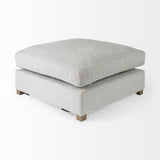 39" Light Gray Polyester And Brown Cocktail Ottoman - Homeroots
