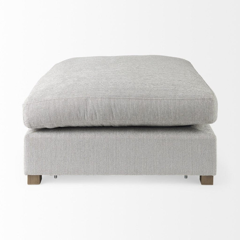 39" Light Gray Polyester And Brown Cocktail Ottoman - Homeroots
