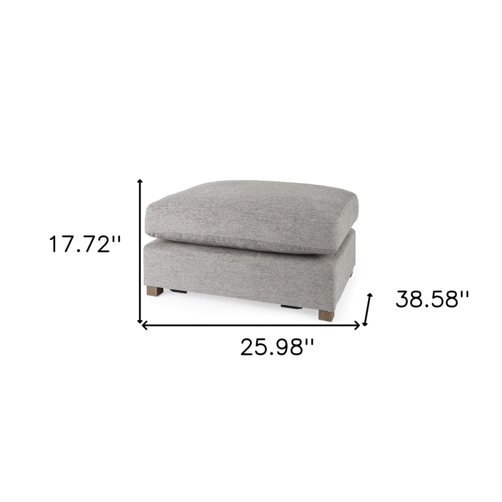 26" Gray Polyester And Brown Cocktail Ottoman - Homeroots