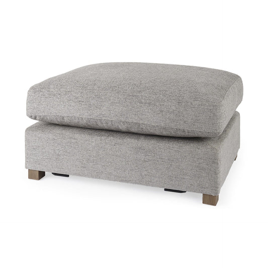 26" Gray Polyester And Brown Cocktail Ottoman - Homeroots