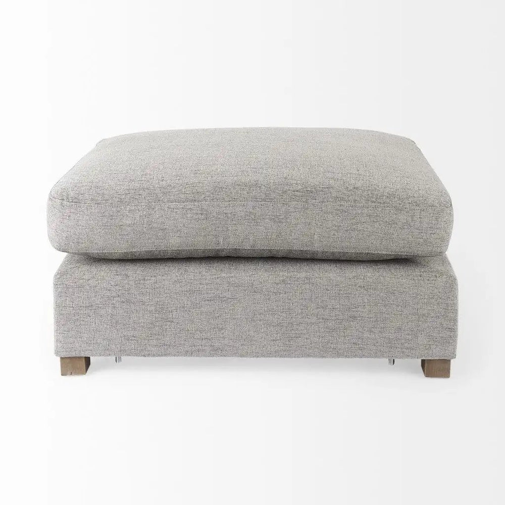 26" Gray Polyester And Brown Cocktail Ottoman - Homeroots