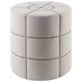 20" Cream Linen Round Footstool Ottoman - Homeroots