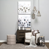 20" Cream Linen Round Footstool Ottoman - Homeroots