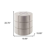 20" Cream Linen Round Footstool Ottoman - Homeroots