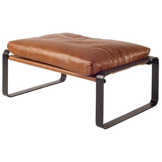 19" Brown Faux Leather Ottoman - Homeroots